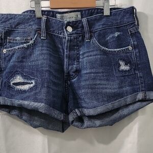Abercrombie & Fitch Indigo Distressed Jean Shorts